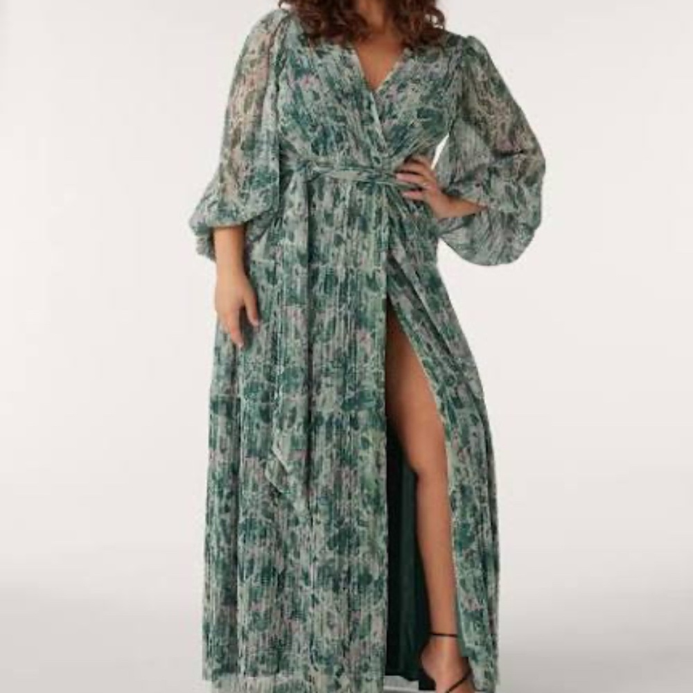 BA&SH Vaddie Metallic Print Belted Maxi Dress